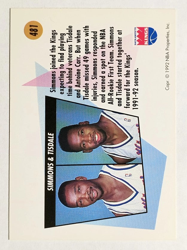 1991-92 SkyBox #481 Lionel Simmons/Wayman Tisdale TW