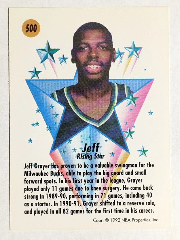 1991-92 SkyBox #500 Jeff Grayer RS