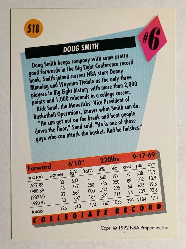 1991-92 SkyBox #518 Doug Smith RC