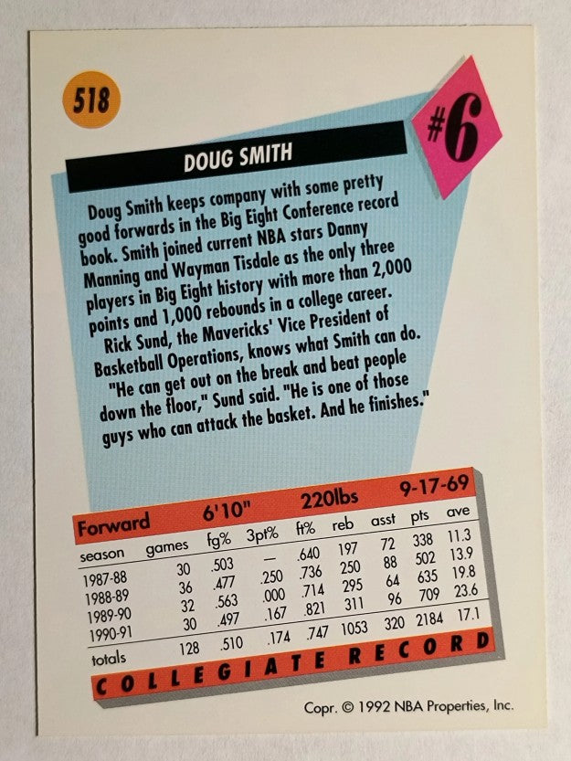 1991-92 SkyBox #518 Doug Smith RC