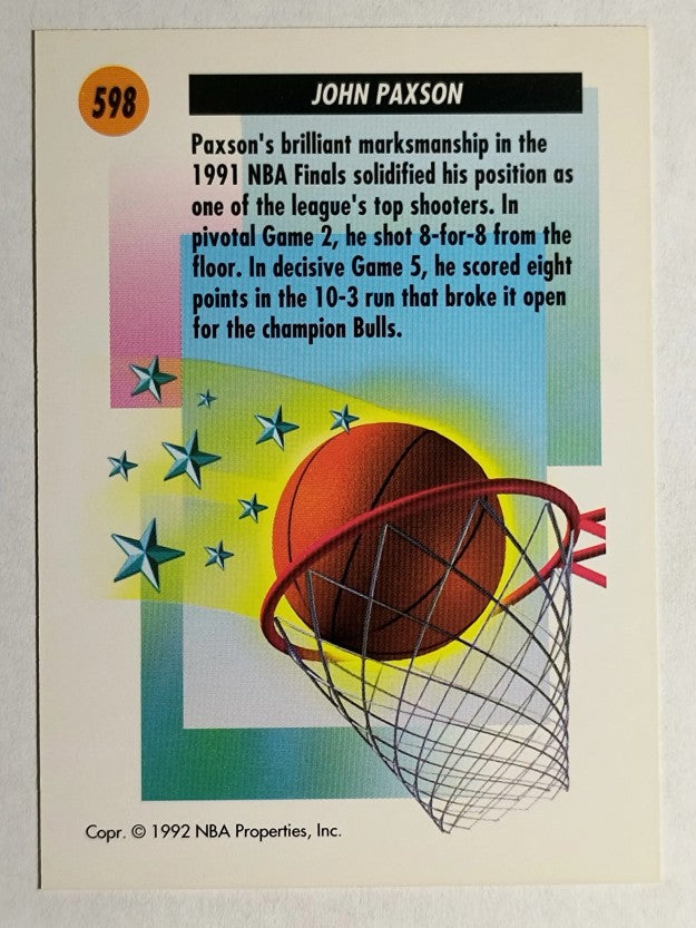 1991-92 SkyBox #598 John Paxson SS