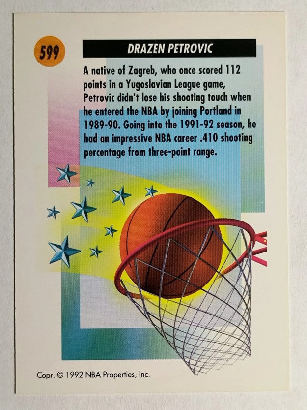 1991-92 SkyBox #599 Drazen Petrovic SS
