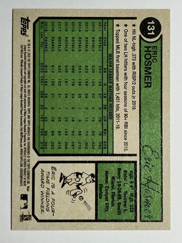 2020 Topps Archives #131 Eric Hosmer