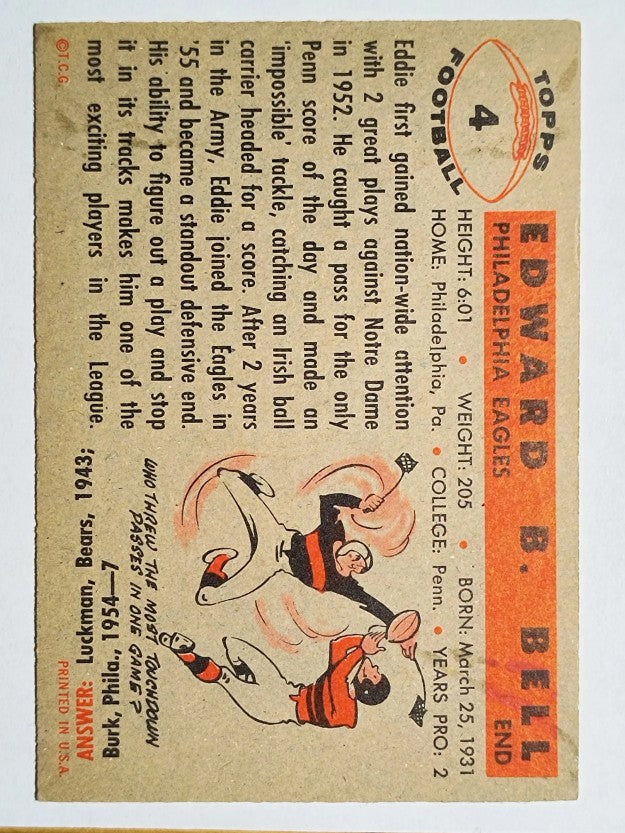 1956 Topps #4 Eddie Bell (EX)