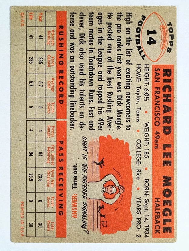1956 Topps #14 Dick Moegle (VGEX)