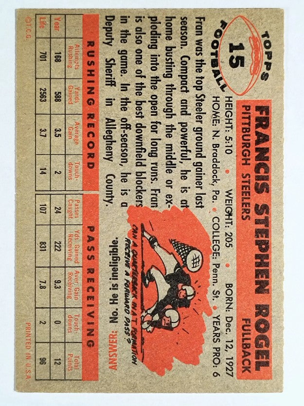 1956 Topps #15 Fran Rogel (EXMT)