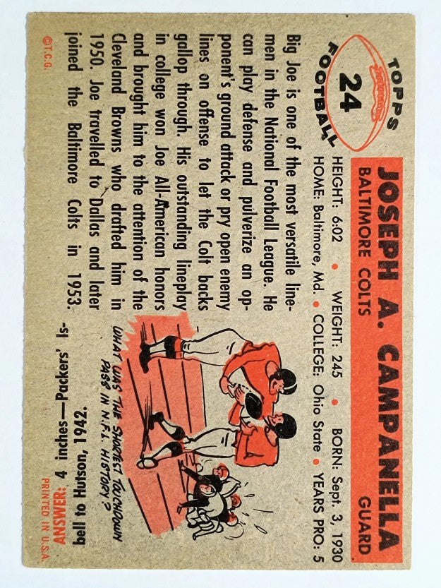 1956 Topps #24 Joe Campanella (VGEX)