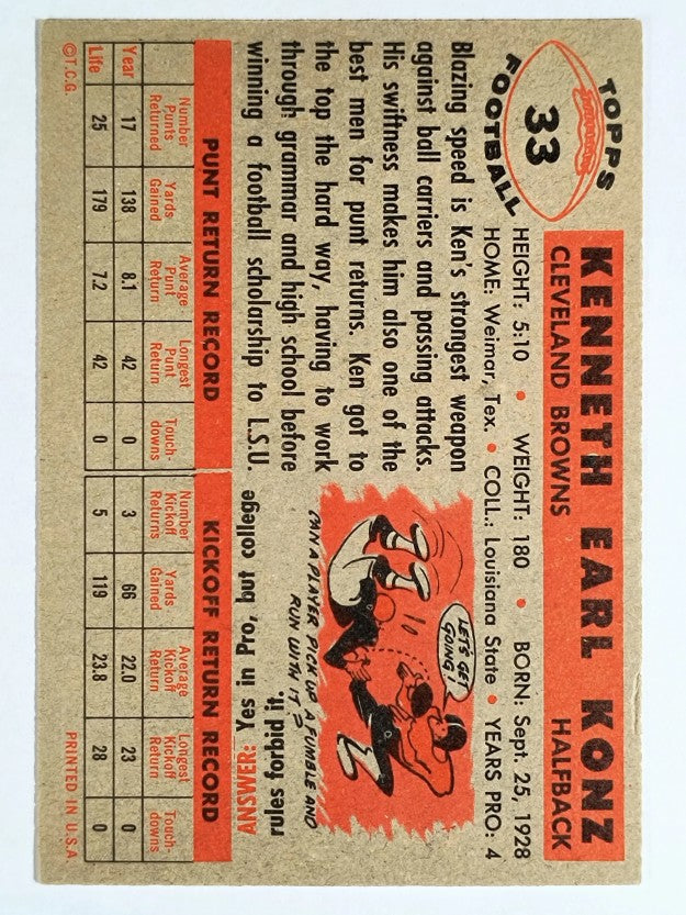 1956 Topps #33 Kenny Konz (EX)