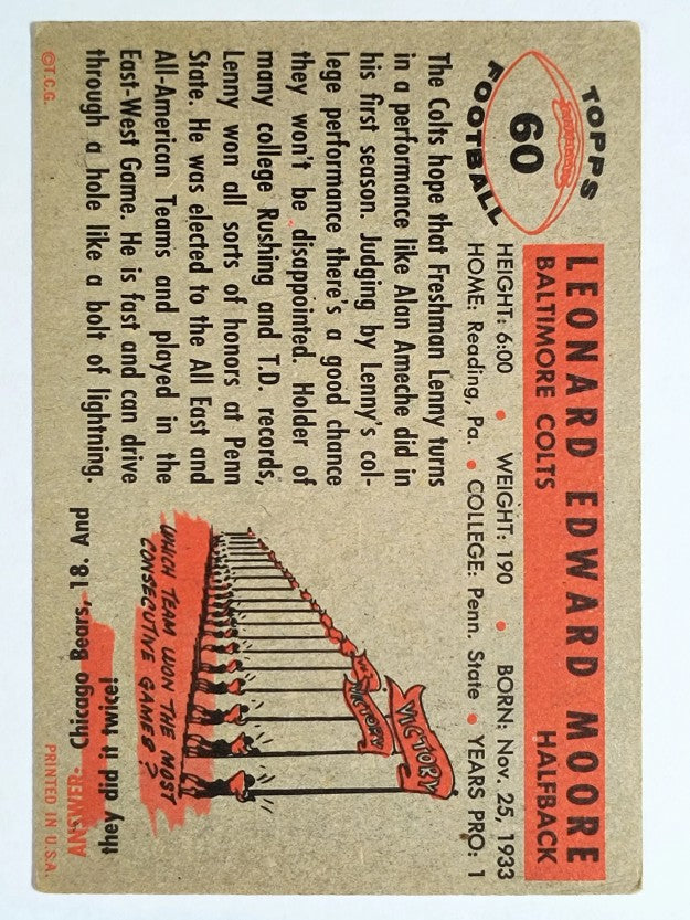 1956 Topps #60 Lenny Moore RC (VGEX)