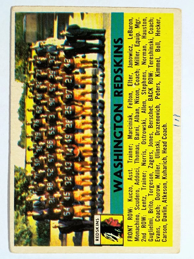 1956 Topps #61 Washington Redskins SP (VG)