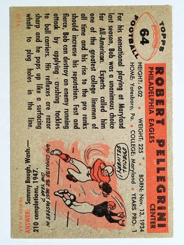 1956 Topps #64 Bob Pellegrini RC (EX)