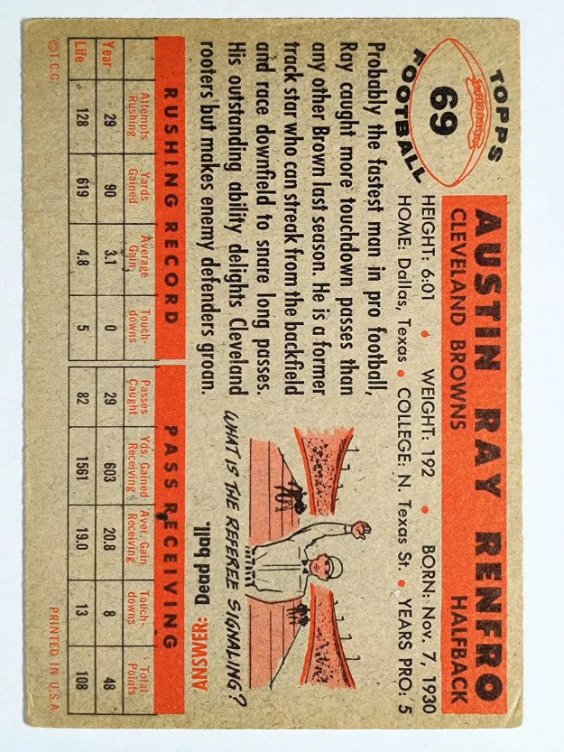 1956 Topps #69 Ray Renfro (VGEX)