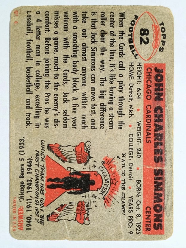 1956 Topps #82 Jack Simmons SP (POOR)