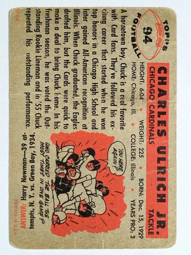 1956 Topps #94 Chuck Ulrich SP (POOR)