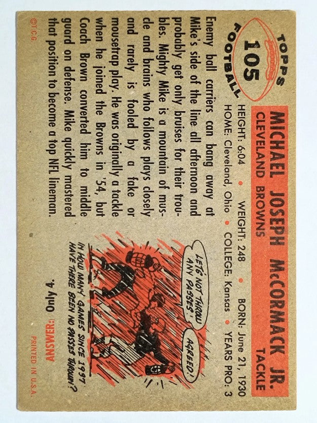 1956 Topps #105 Mike McCormack (EX)