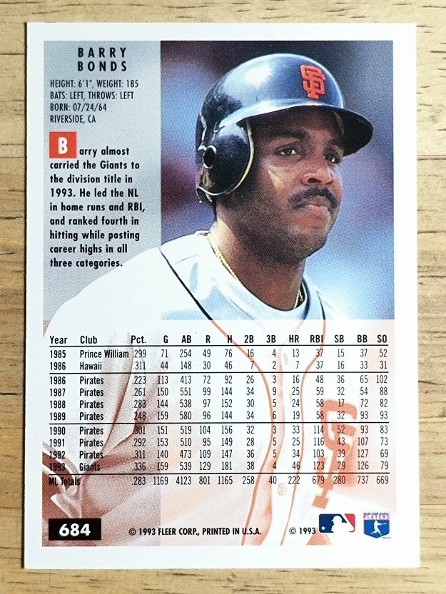 1994 Fleer #684 Barry Bonds