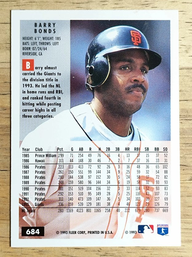 1994 Fleer #684 Barry Bonds