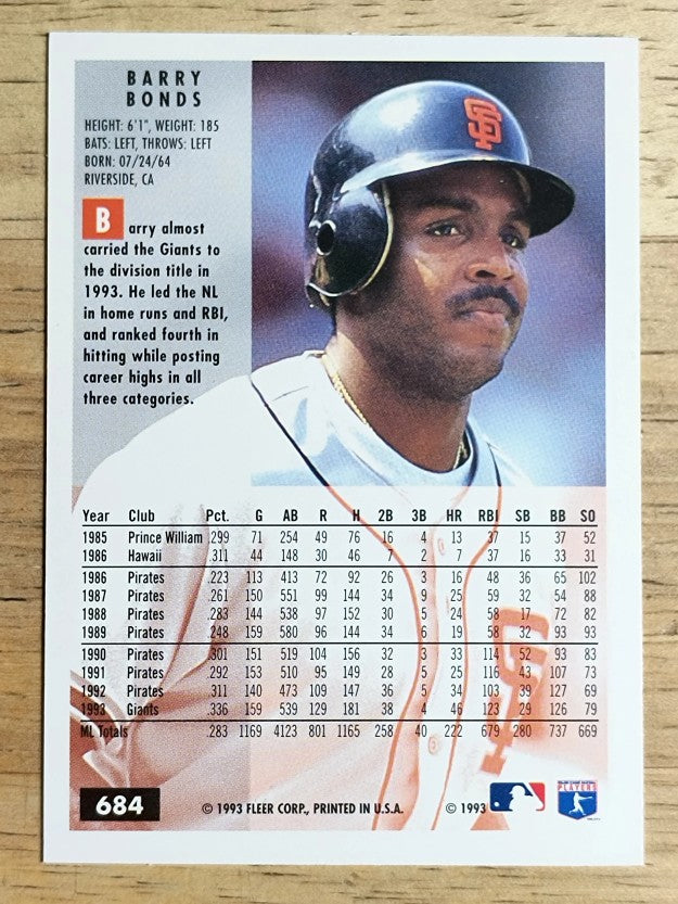 1994 Fleer #684 Barry Bonds