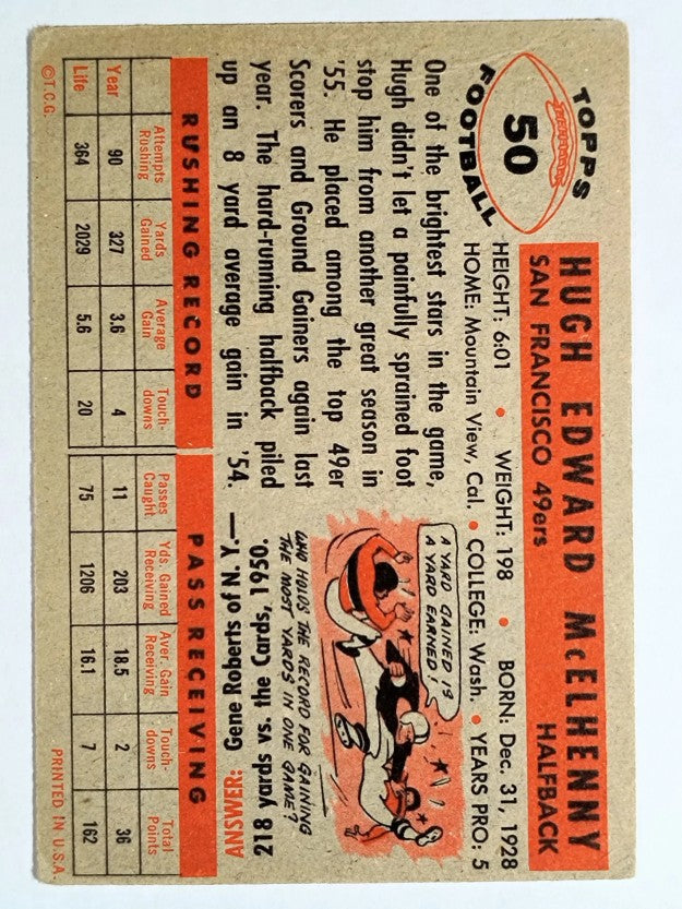 1956 Topps #50 Hugh McElhenny (VG)