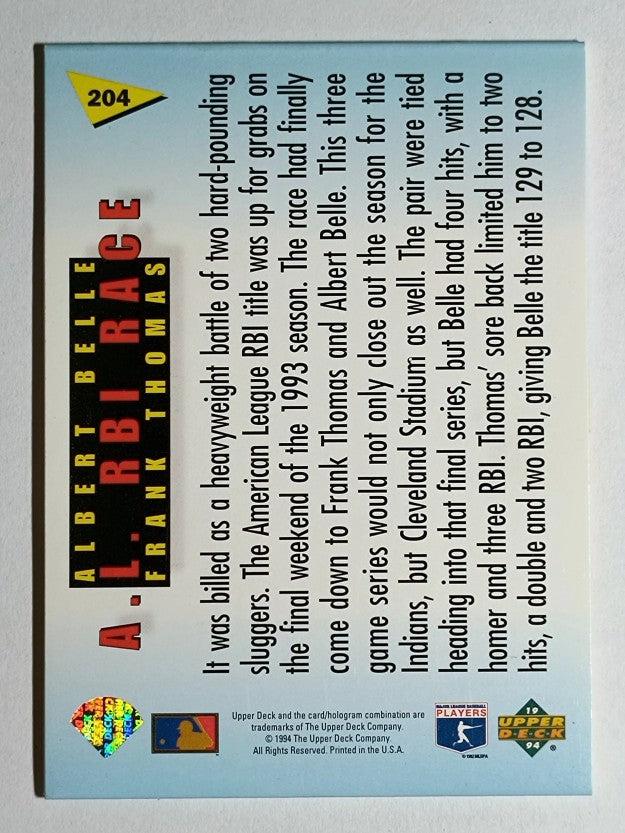 1994 Fun Pack #204 Albert Belle HES/Frank Thomas