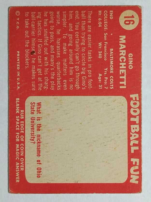1958 Topps #16 Gino Marchetti (VGEX)