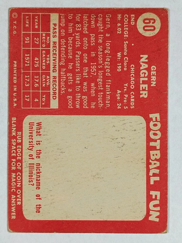 1958 Topps #60 Gern Nagler (VGEX)