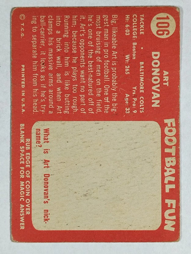 1958 Topps #106 Art Donovan (VGEX)