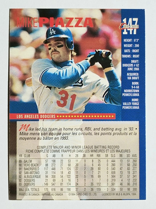 1994 O-Pee-Chee #147 Mike Piazza