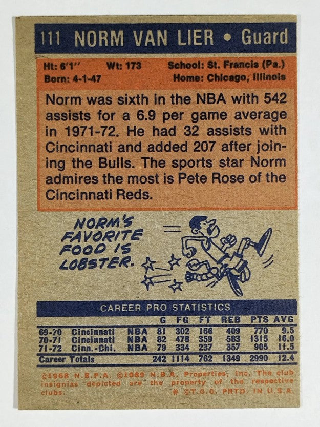 1972-73 Topps #111 Norm Van Lier (EXMT)