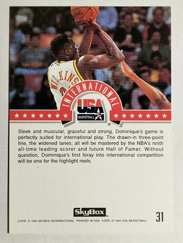 1994 SkyBox USA #31 Dominique Wilkins/International