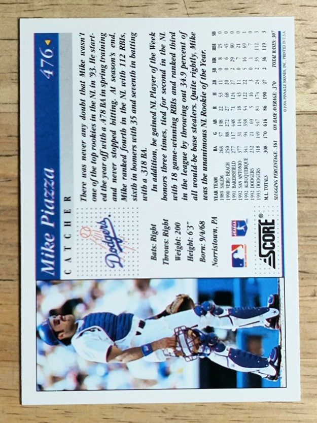 1994 Score #476 Mike Piazza