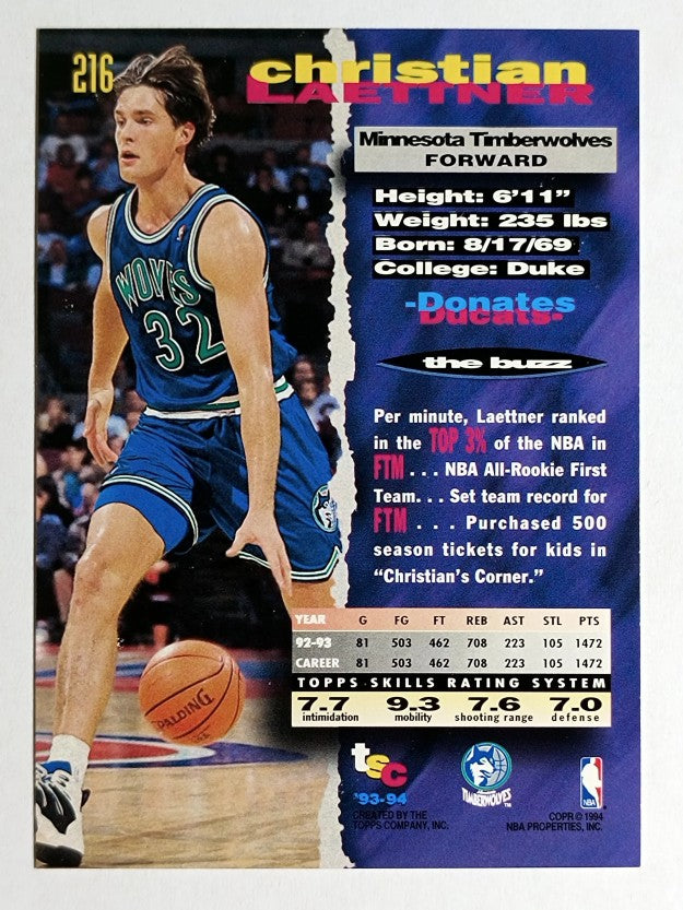 1993-94 Stadium Club #216 Christian Laettner