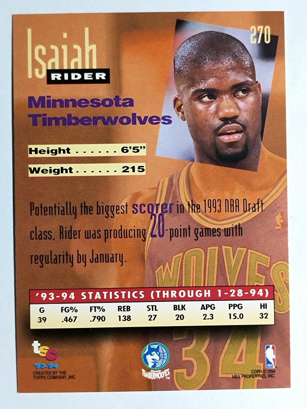 1993-94 Stadium Club #270 Isaiah Rider NW