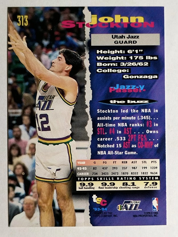 1993-94 Stadium Club #313 John Stockton