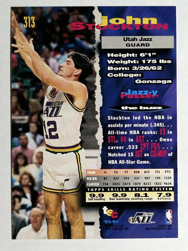 1993-94 Stadium Club #313 John Stockton