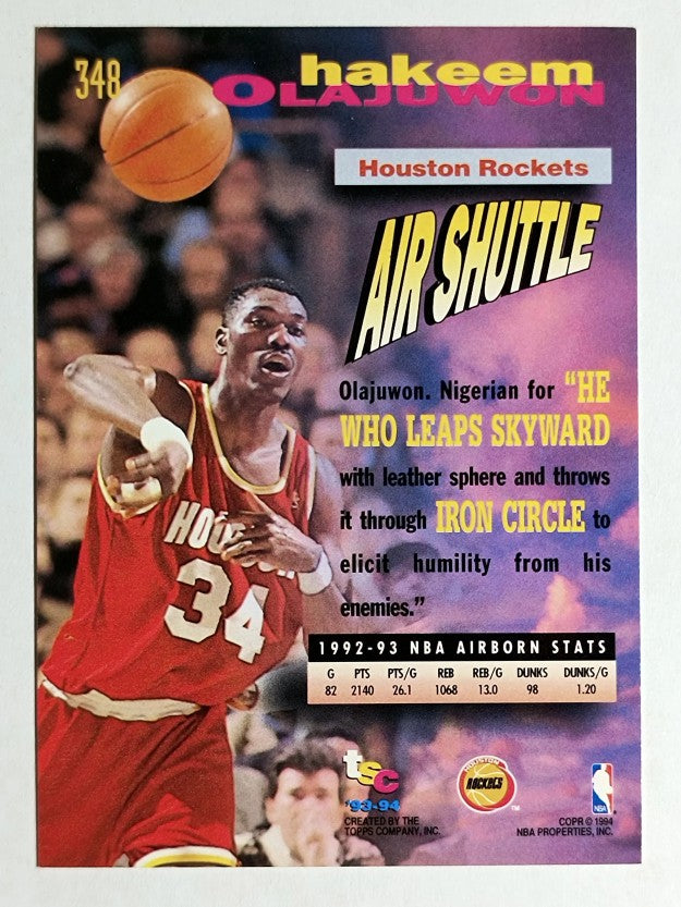 1993-94 Stadium Club #348 Hakeem Olajuwon FF
