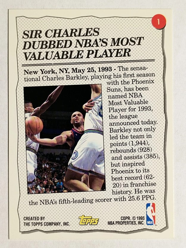 1993-94 Topps #1 Charles Barkley HL