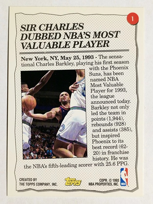 1993-94 Topps #1 Charles Barkley HL
