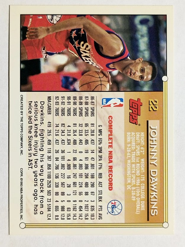 1993-94 Topps #22 Johnny Dawkins