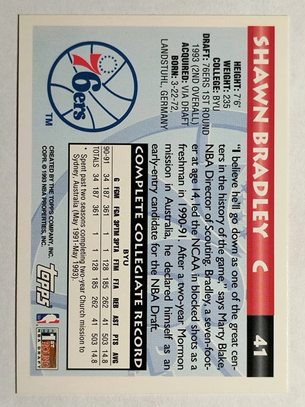 1993-94 Topps #41 Shawn Bradley RC