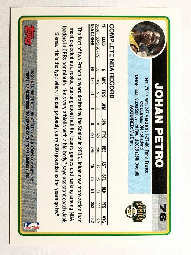 2006-07 Topps #76 Johan Petro