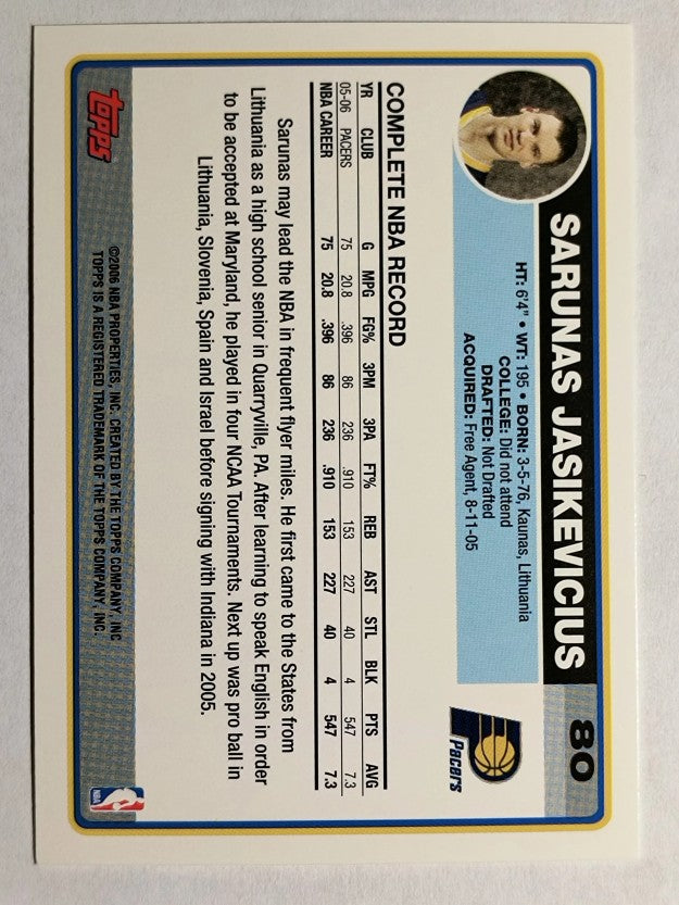 2006-07 Topps #80 Sarunas Jasikevicius