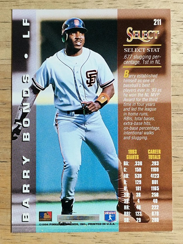 1994 Select #211 Barry Bonds
