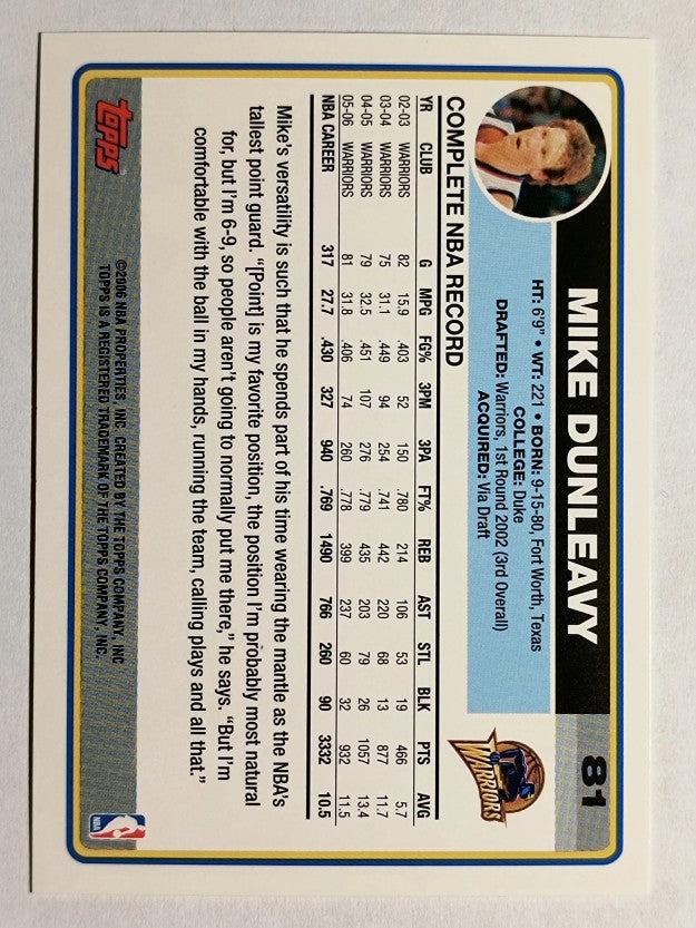 2006-07 Topps #81 Mike Dunleavy