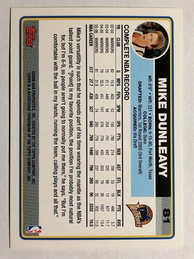 2006-07 Topps #81 Mike Dunleavy