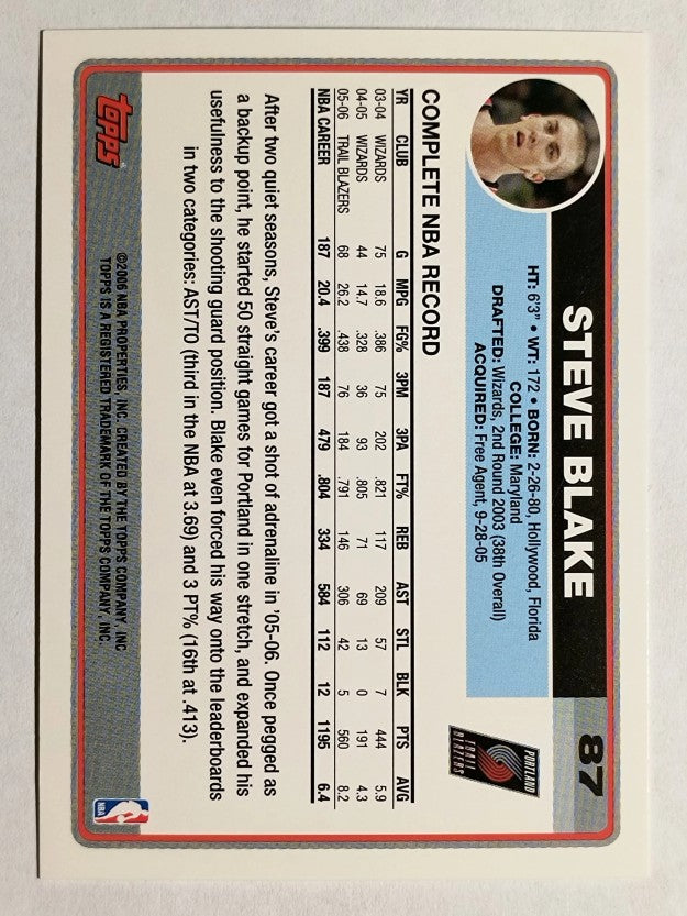 2006-07 Topps #87 Steve Blake