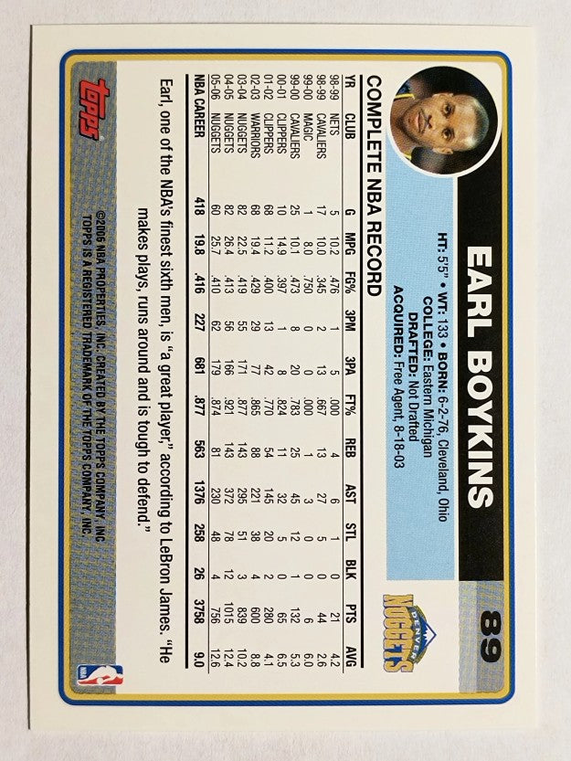 2006-07 Topps #89 Earl Boykins