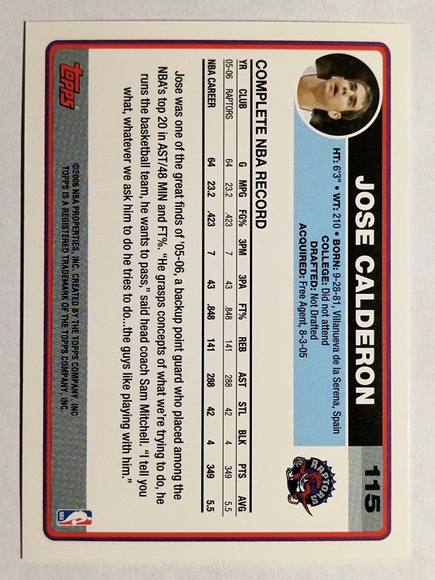 2006-07 Topps #115 Jose Calderon