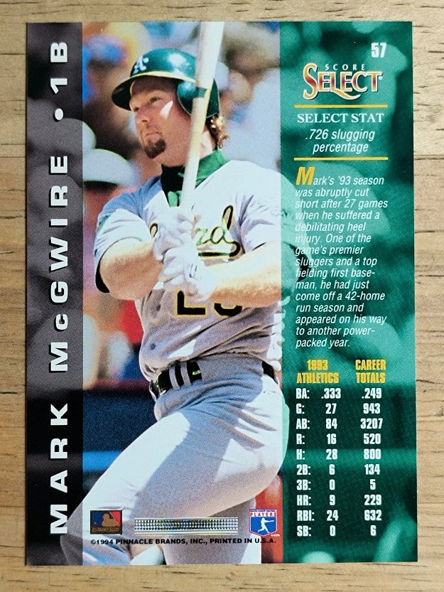 1994 Select #57 Mark McGwire
