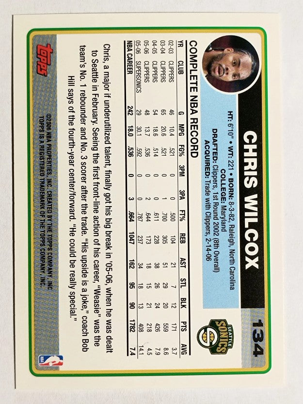 2006-07 Topps #134 Chris Wilcox